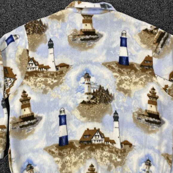 Vintage Bon Worth Fleece Jacket Full Zip w/ Pockets Lighthouse Adult Size S/M - Picture 2 of 8